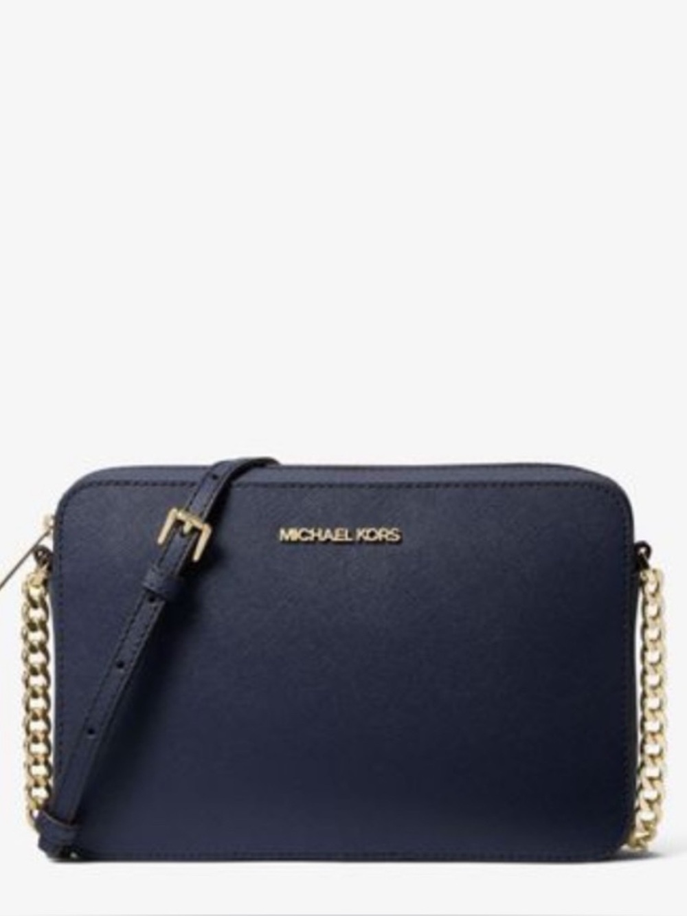 Michael Kors Jet Set Large Saffiano Leather Crossbody Bag in the dark blue